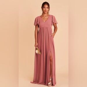 New BIRDY GREY Sz 3X English Rose Hannah Chiffon W/Slit Elegant Mauve Maxi Dress